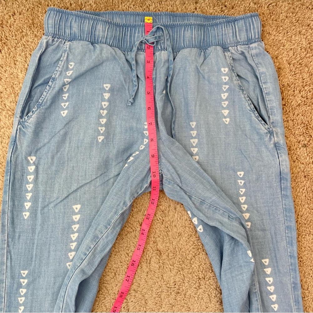 Anthropologie Cloth & Stone Chambray Wide-Leg Split Hem Pull-On Pants Size Small - Picture 14 of 16